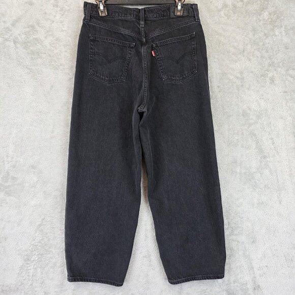 Levi's Premium Jeans Womens W30 L26 Black Balloon Leg Cotton Cropped Tapered - Picture 8 of 13